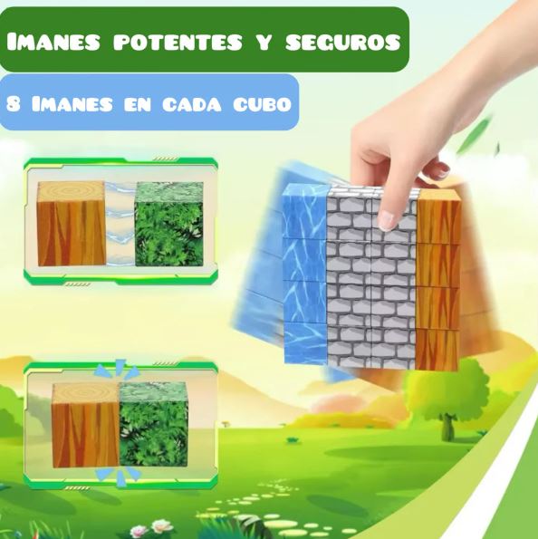 Cubos Magnéticos Minecraft - 64 Piezas