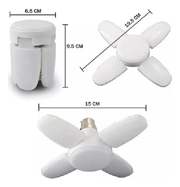 Iluminación Total y Ahorro de Energía – Pack de 3 Lámparas LED 4 Aspas Plegable