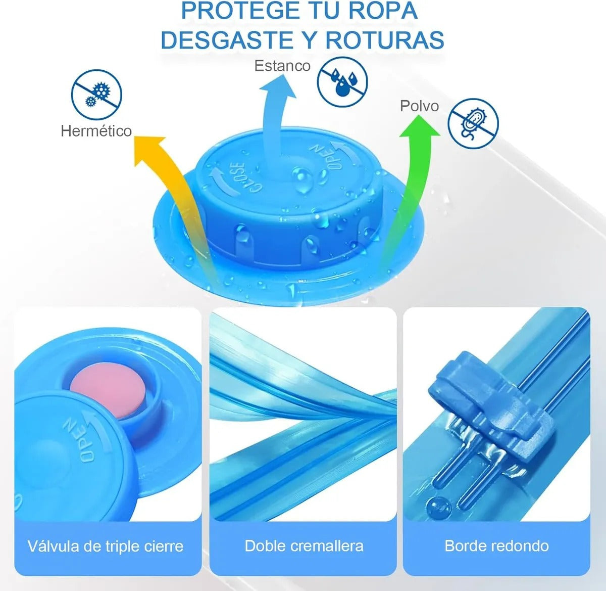 Set X5 Bolsas Valija Vacio Ropa Acolchado Viaje + Aspi Bomba