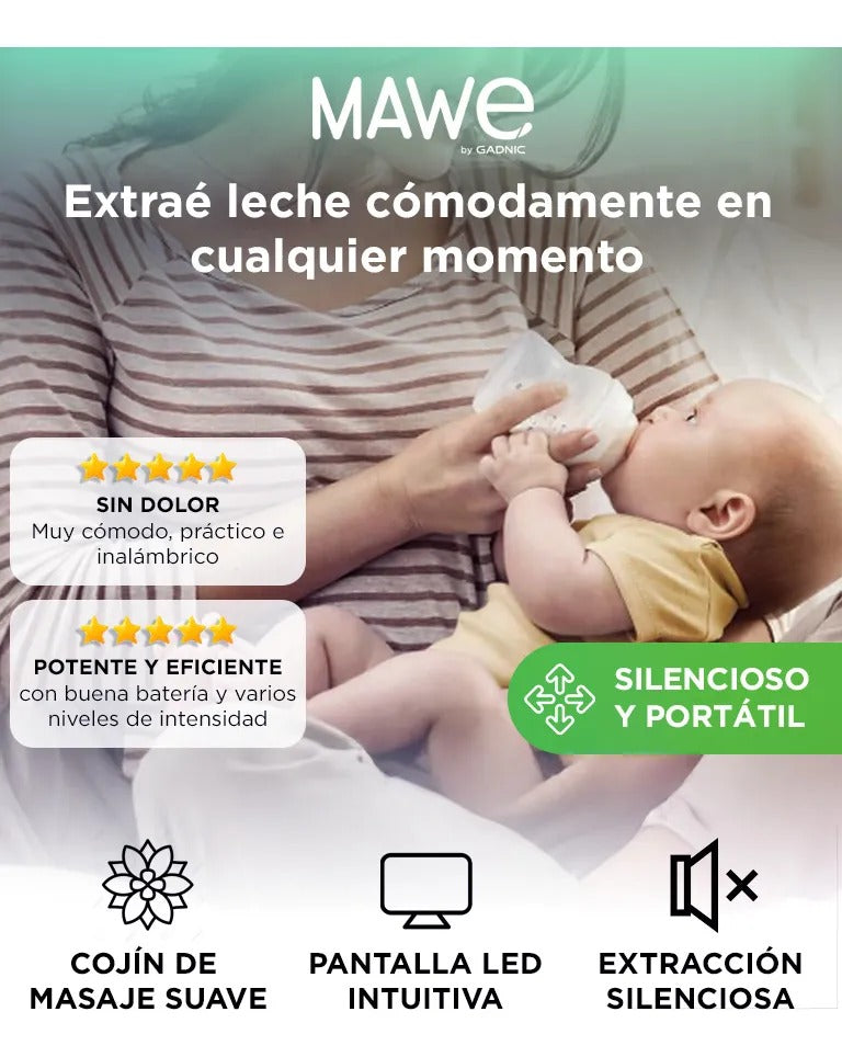 Extractor De Leche Eléctrico Mawe By Gadnic RH-289 150 ml 9 Niveles Pantalla LED Batería Recargable 1200mAh