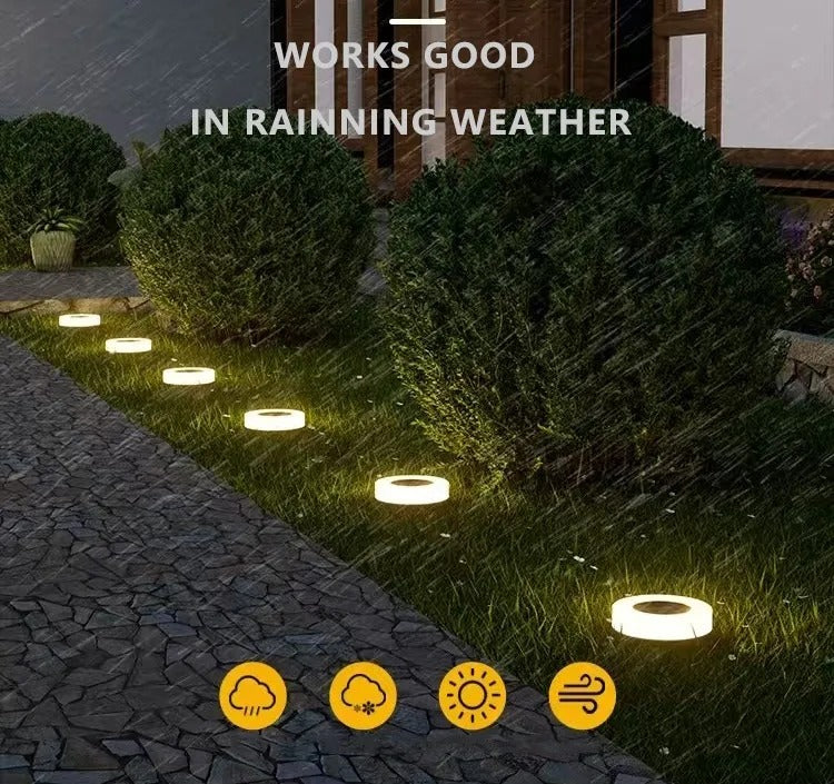 Estaca Panel Solar Luces 14 Leds Jardin Exterior X 4u