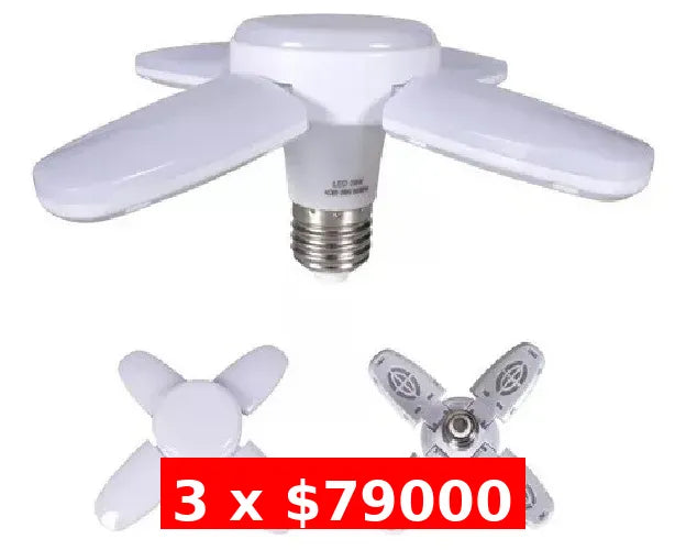 Iluminación Total y Ahorro de Energía – Pack de 3 Lámparas LED 4 Aspas Plegable