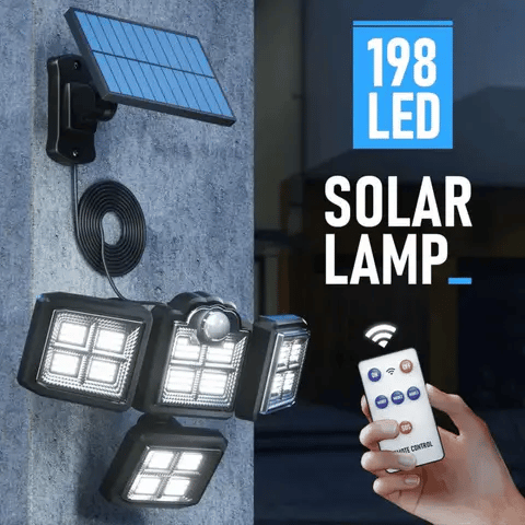 Reflector Solar LED con 3 Cabezas – Iluminación Automática y Potente para Exteriores