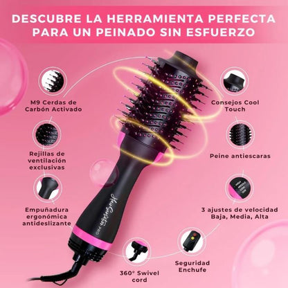 IonGlam™ – 💫Cepillo Alisador 3 en 1: Peina, alisa, calienta