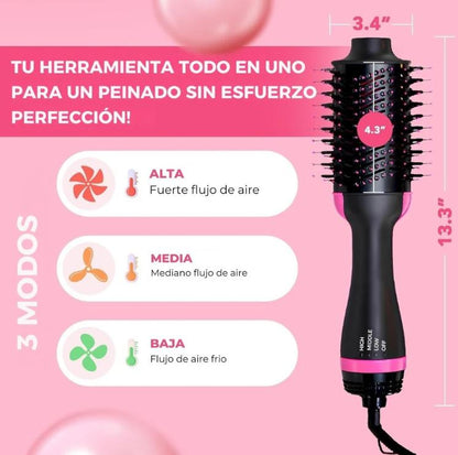 IonGlam™ – 💫Cepillo Alisador 3 en 1: Peina, alisa, calienta