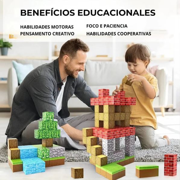 Cubos Magnéticos Minecraft - 64 Piezas