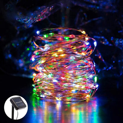 Luces Navidad Exterior Solares Guirnalda Led 20m Impermeable 200 Luces Cálidas