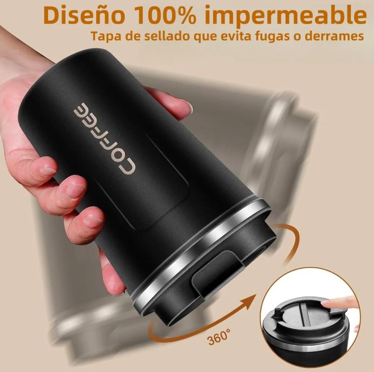 ThermoSense™:Mantiene tus bebidas calientes 6h y frías 12h sin esfuerzo