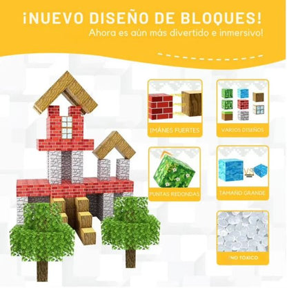 Cubos Magnéticos Minecraft - 64 Piezas
