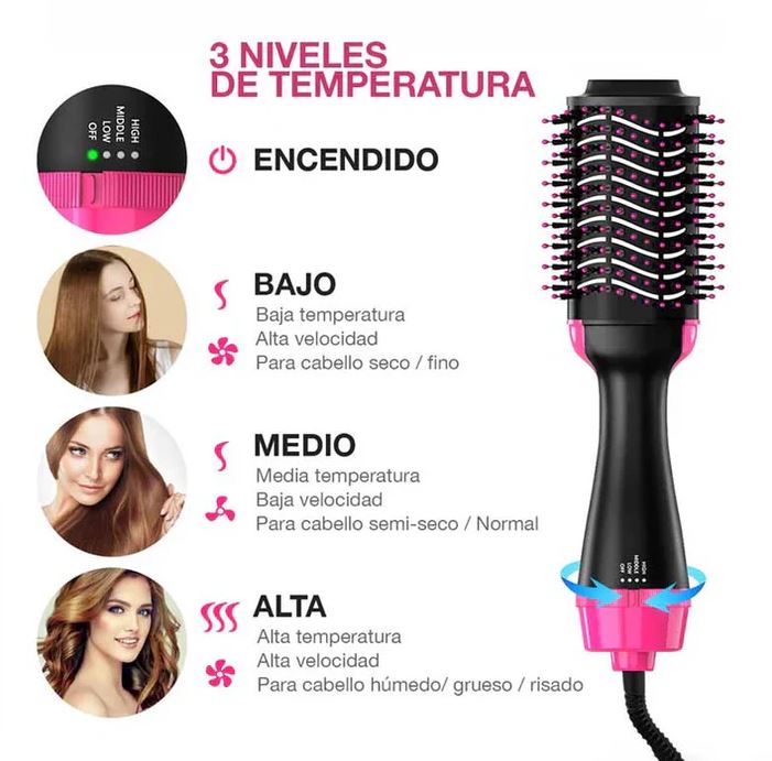 IonGlam™ – 💫Cepillo Alisador 3 en 1: Peina, alisa, calienta