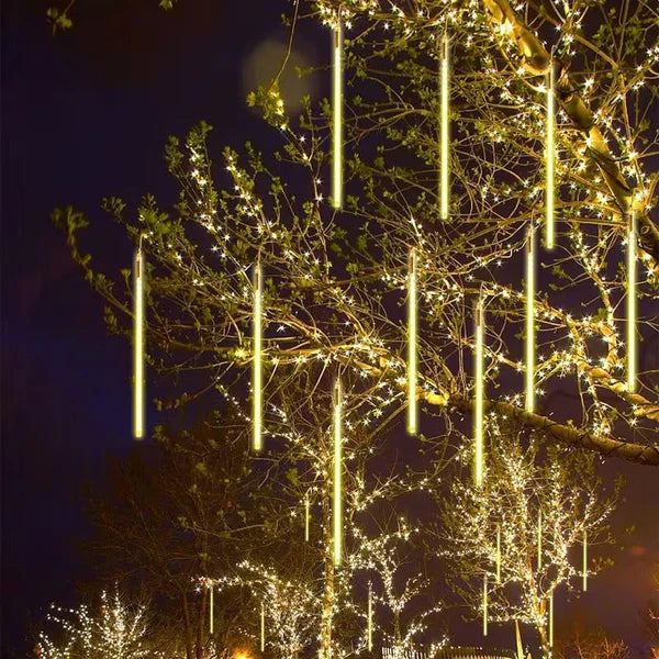 Lluvia De Meteoritos Tubos Led Cascada Luces Amarillas