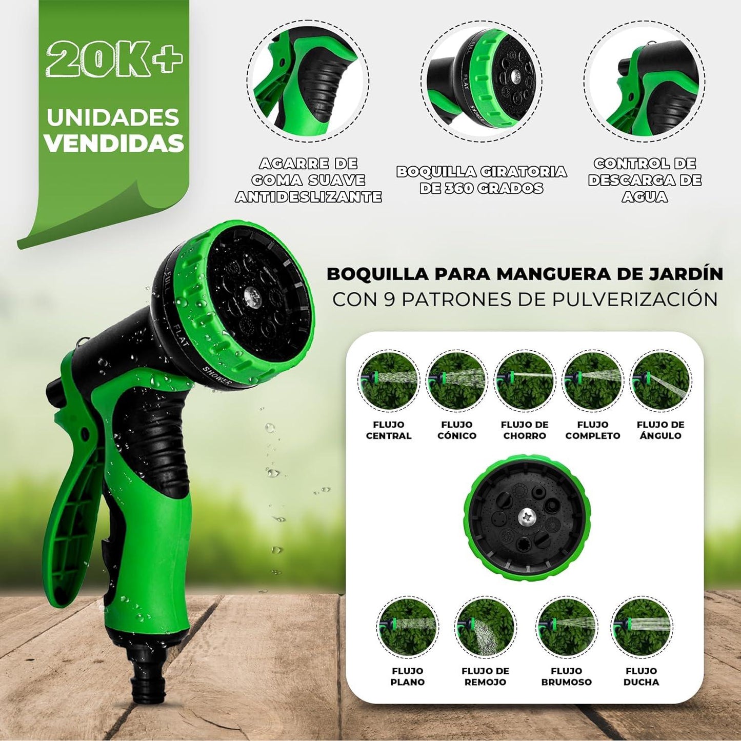 Manguera Jardin con Pistola Extensible 30 metros - PAGA DESDE CASA