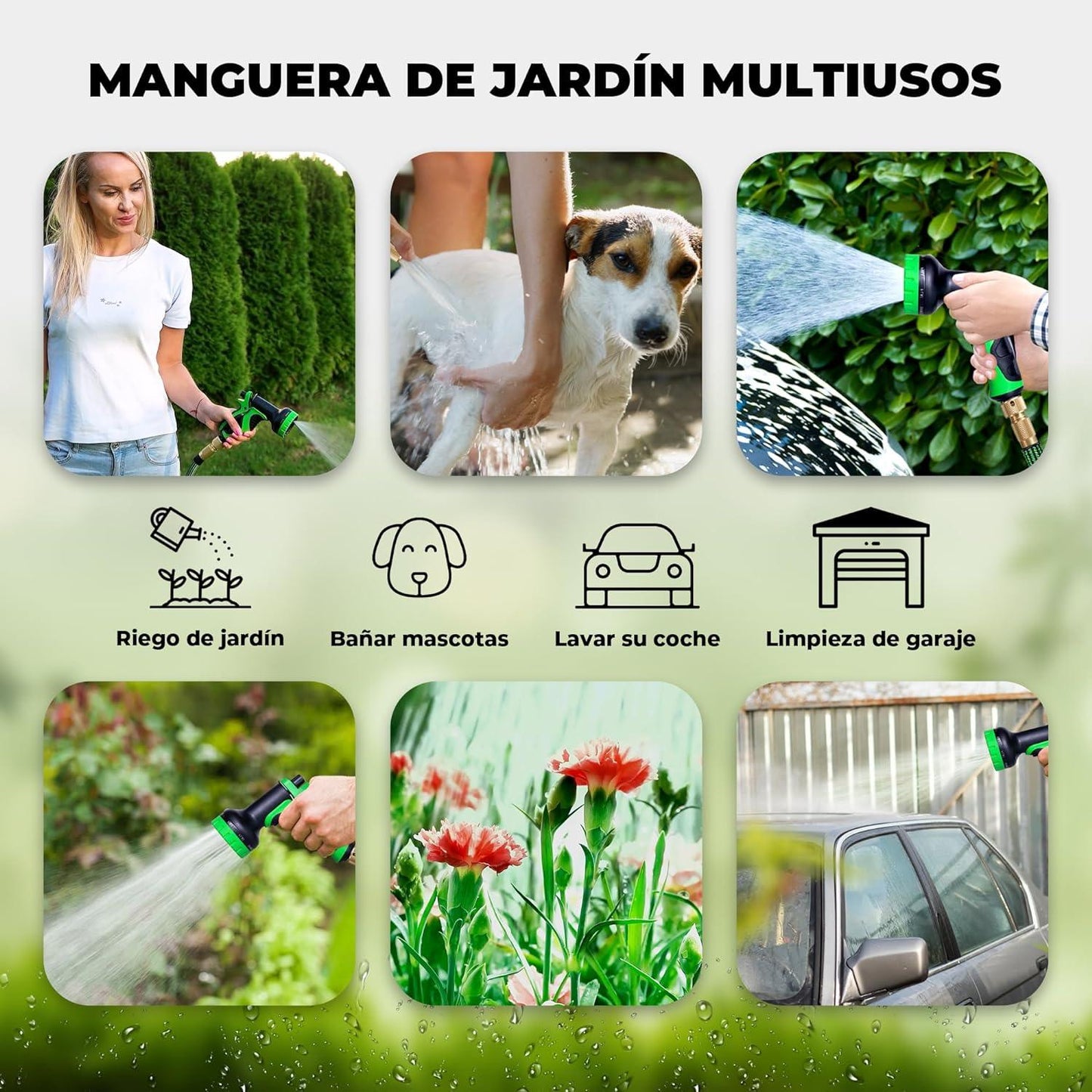 Manguera Jardin con Pistola Extensible 30 metros - PAGA DESDE CASA