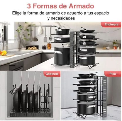 KitchenMax™:Organiza ollas, sartenes y recipientes en un solo lugar