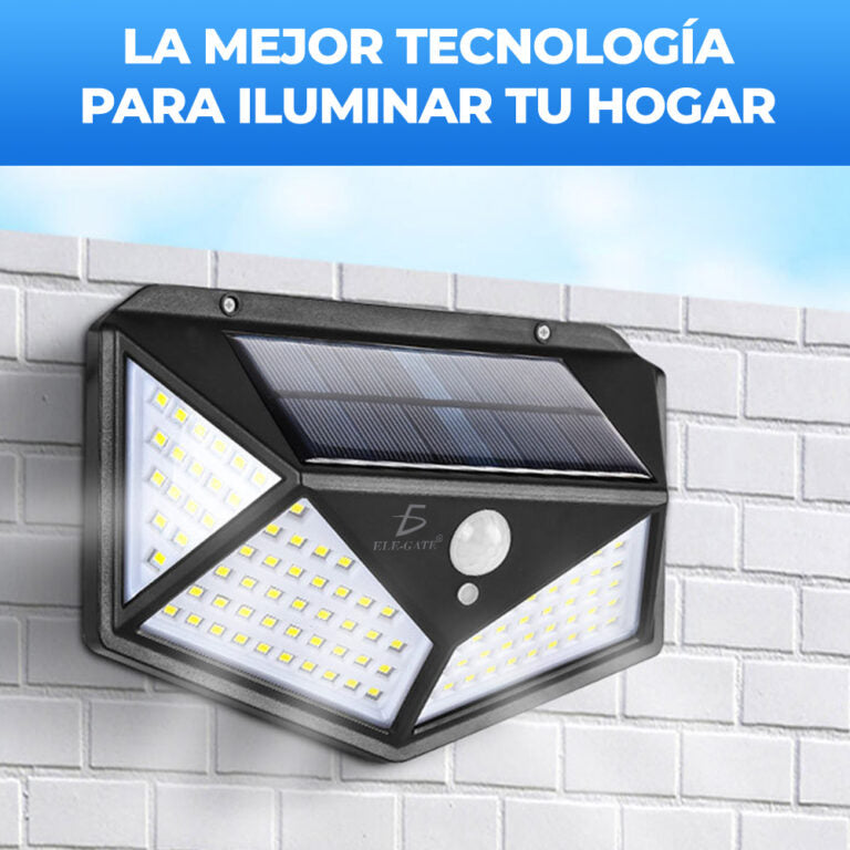 Aplique Reflector Led Panel Solar 100 Leds con Sensor de Movimiento ...