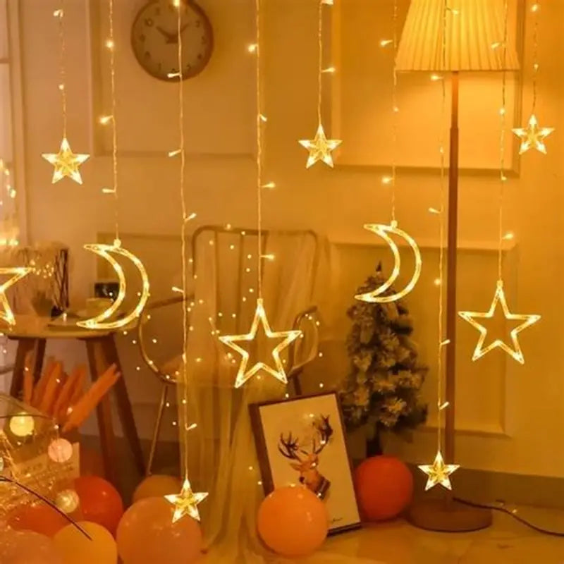 Guirnalda luces LED de estrellas y lunas luz cálida