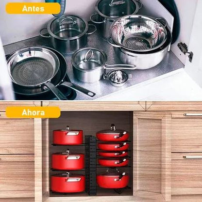 KitchenMax™:Organiza ollas, sartenes y recipientes en un solo lugar