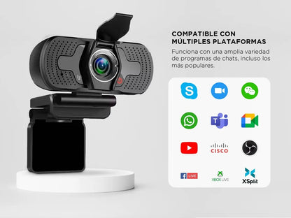 Cámara Web Gadnic Full Hd 1080p Con Micrófono 30 Fps Color Negro
