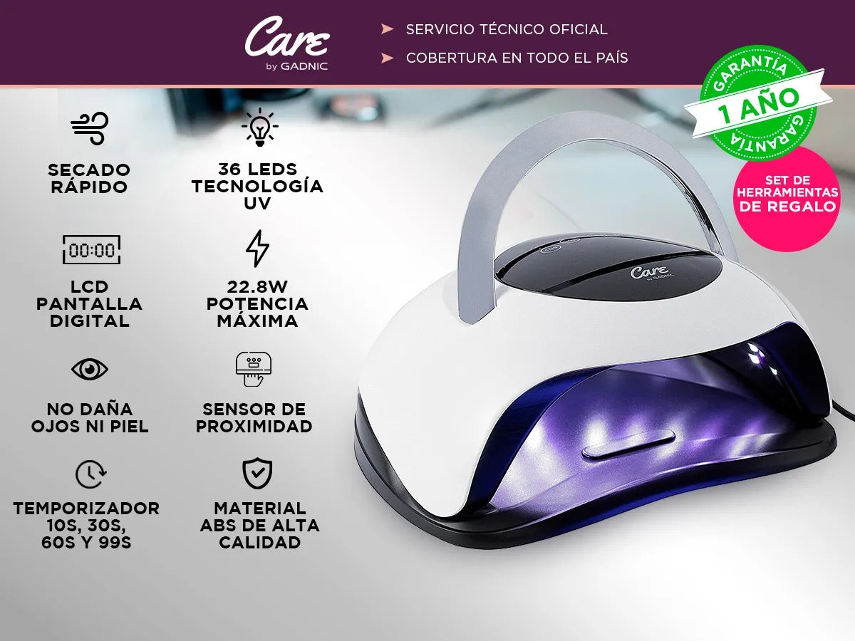 Lampara Uv Led Cabina Uñas Manicura Profesional Gadnic + Kit