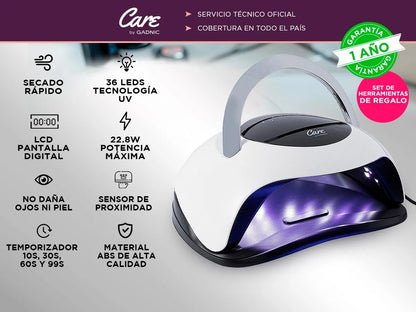Lampara Uv Led Cabina Uñas Manicura Profesional Gadnic + Kit