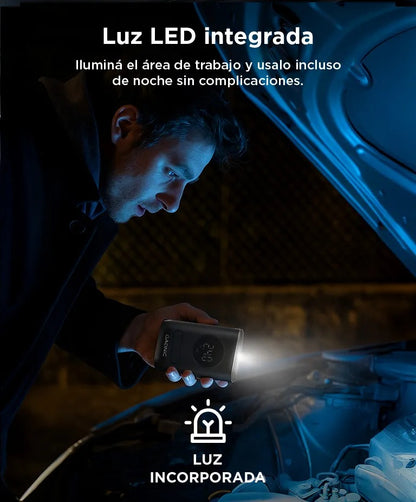 Compresor de Aire Portátil Gadnic In305 150 PSI Inalámbrico Recargable Pantalla Digital + Boquillas Incluidas