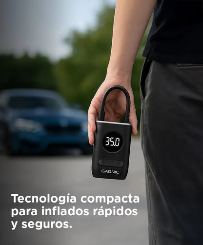 Compresor de Aire Portátil Gadnic In305 150 PSI Inalámbrico Recargable Pantalla Digital + Boquillas Incluidas