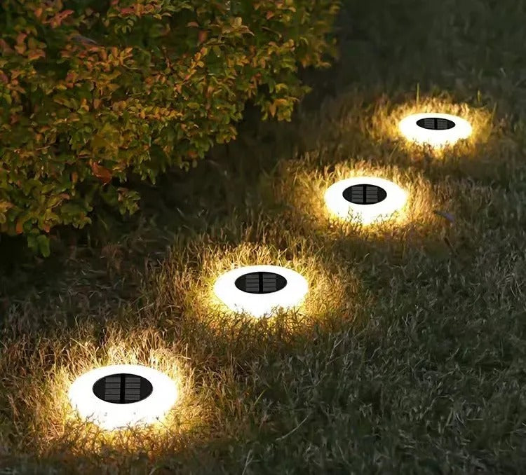 Estaca Panel Solar Luces 14 Leds Jardin Exterior X 4u