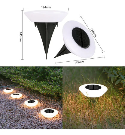 Estaca Panel Solar Luces 14 Leds Jardin Exterior X 4u