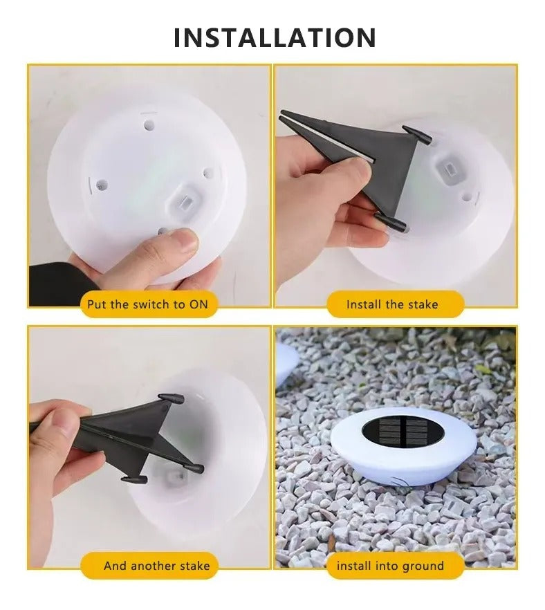 Estaca Panel Solar Luces 14 Leds Jardin Exterior X 4u