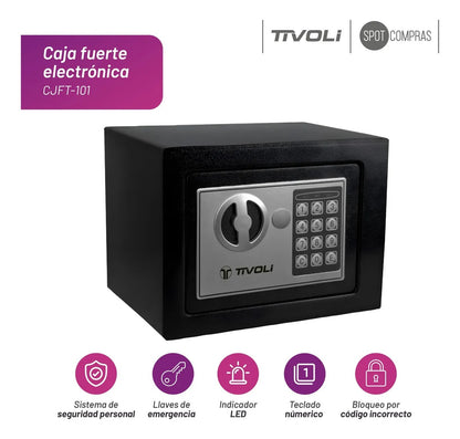 Caja Fuerte Electrónica De Seguridad Tivoli Acero Inoxidable Color Negro