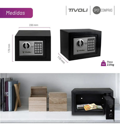 Caja Fuerte Electrónica De Seguridad Tivoli Acero Inoxidable Color Negro