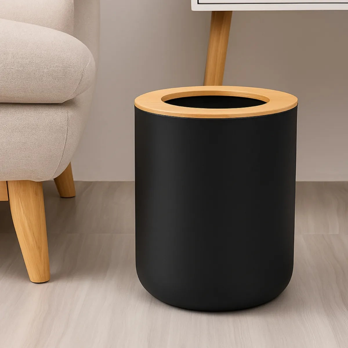 Set Baño 6 Piezas Bambú Estilo Nórdico Dispenser Jabonera