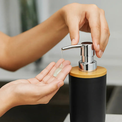 Set Baño 6 Piezas Bambú Estilo Nórdico Dispenser Jabonera