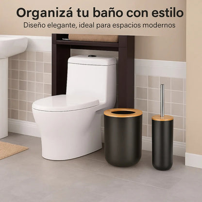 Set Baño 6 Piezas Bambú Estilo Nórdico Dispenser Jabonera