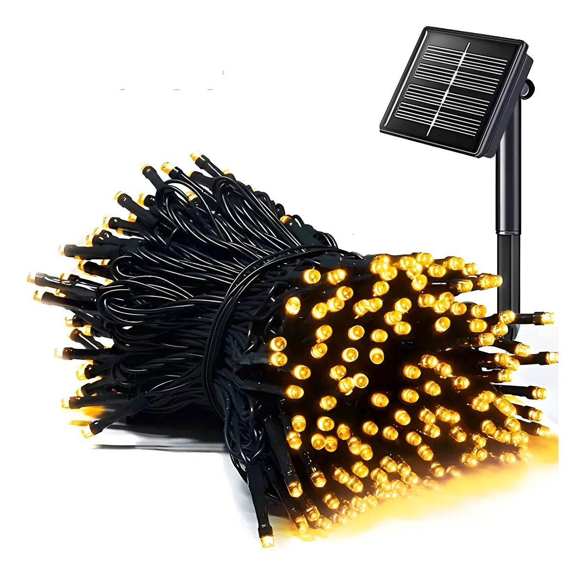 Guirnalda 200 Leds Luz Calida Panel Solar 22m Exterior Promo Estructura Único