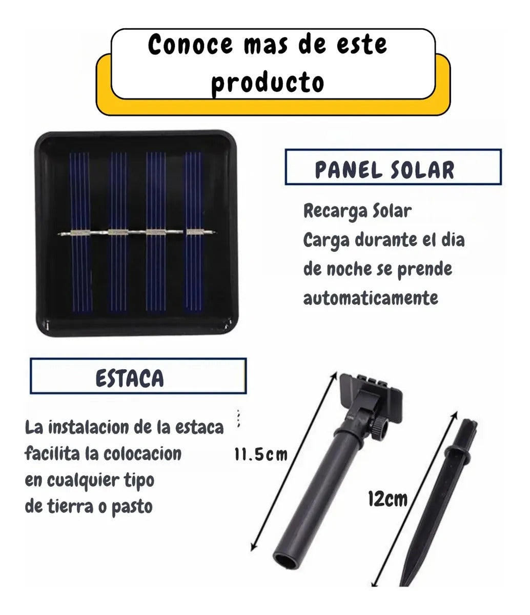 Guirnalda 200 Leds Luz Calida Panel Solar 22m Exterior Promo Estructura Único