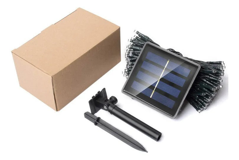 Guirnalda 200 Leds Luz Calida Panel Solar 22m Exterior Promo Estructura Único