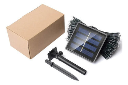 Guirnalda 200 Leds Luz Calida Panel Solar 22m Exterior Promo Estructura Único