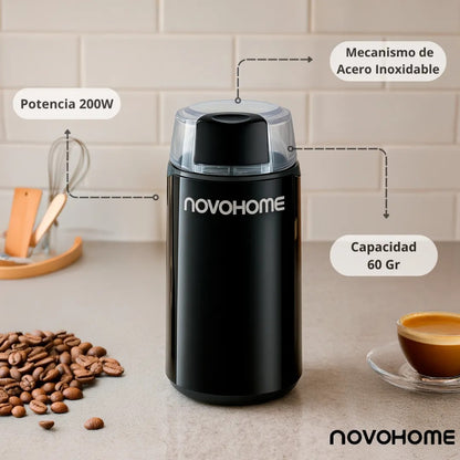 Molinillo De Café Eléctrico Novohome Acero Inox. 200w 60g