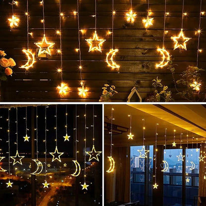 Guirnalda luces LED de estrellas y lunas luz cálida