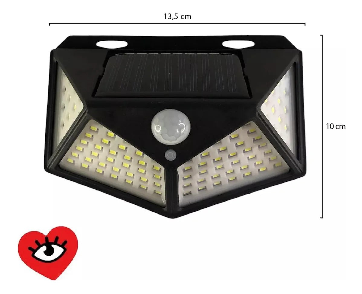 Aplique Reflector Led Panel Solar 100 Leds con Sensor de Movimiento