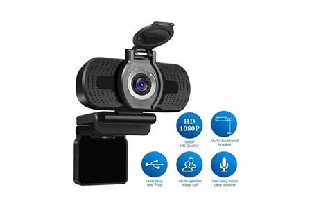 Cámara Web Gadnic Full Hd 1080p Con Micrófono 30 Fps Color Negro